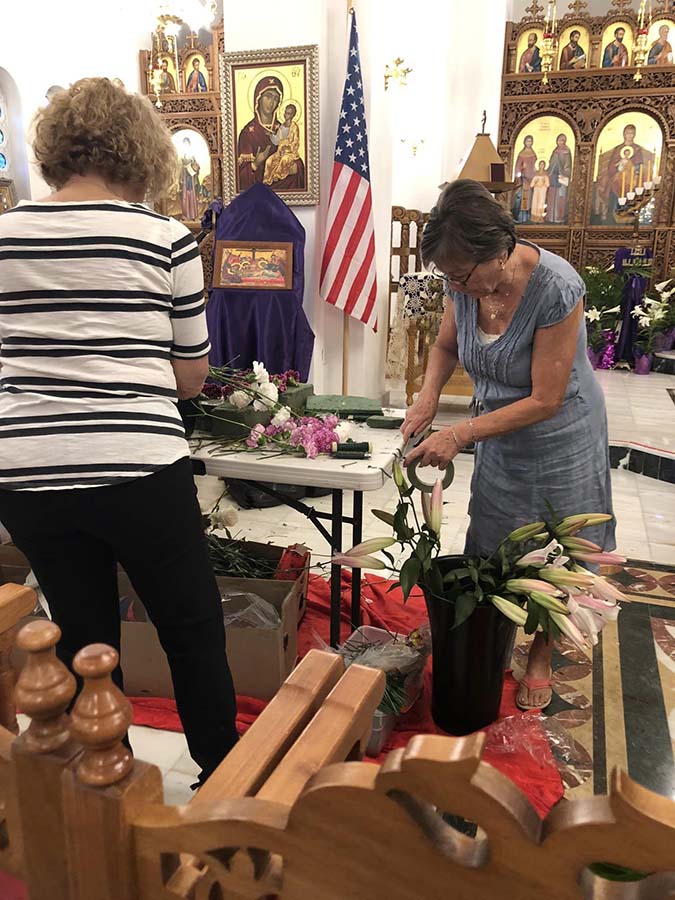 Holy Friday - Decorating the Epitaphios with Flowers