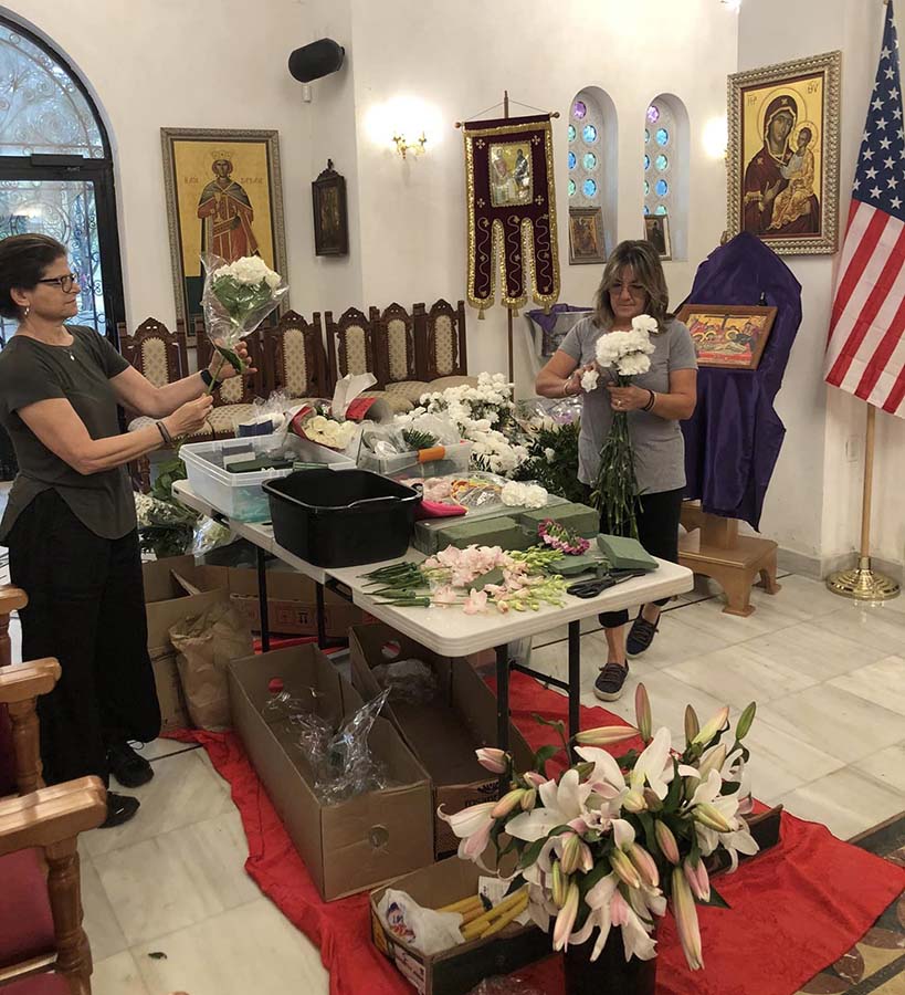 Holy Friday - Decorating the Epitaphios with Flowers